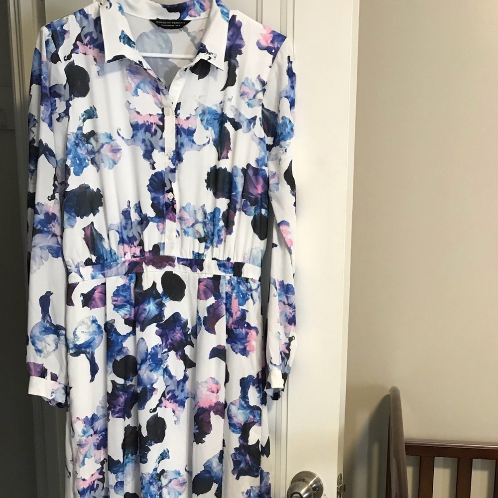 Dorothy Perkins Watercolor Long Sleeve Shirt Dress